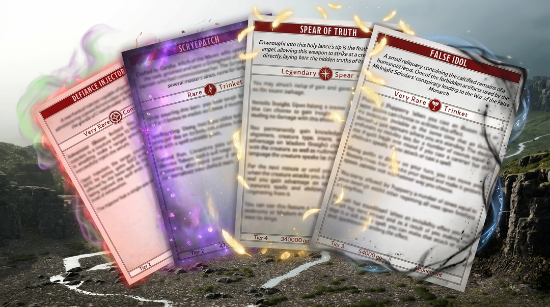 New Loot: Defiance Injector, Scryepatch, Spear of Truth, False Idol