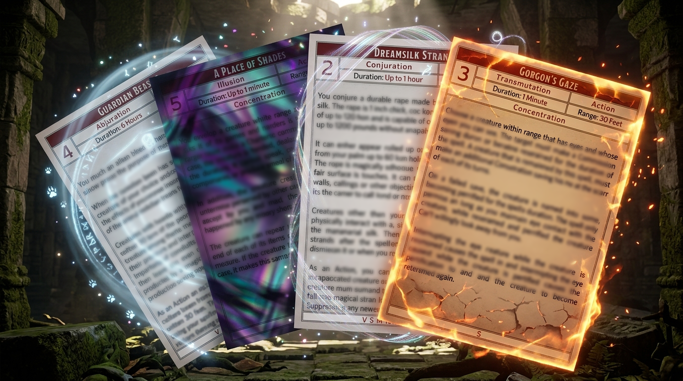 New Spells: Guardian Beast, A Place of Shades, Dreamsilk Strand & Gorgon's Gaze